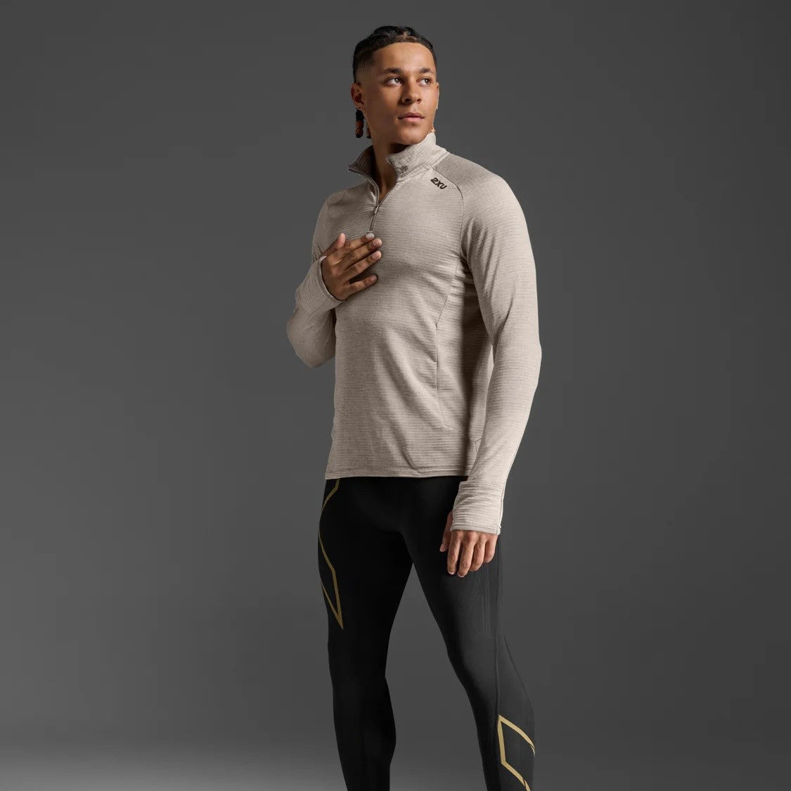 2XU Ignition 1/4 Zip Fleece | Carbon / Black Reflective | Mens