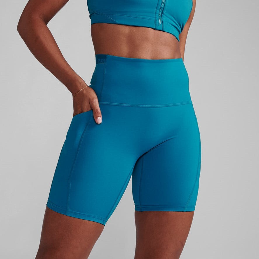 2XU Form Stash Hi-Rise Bike Short | Seaport / Seaport | Womens