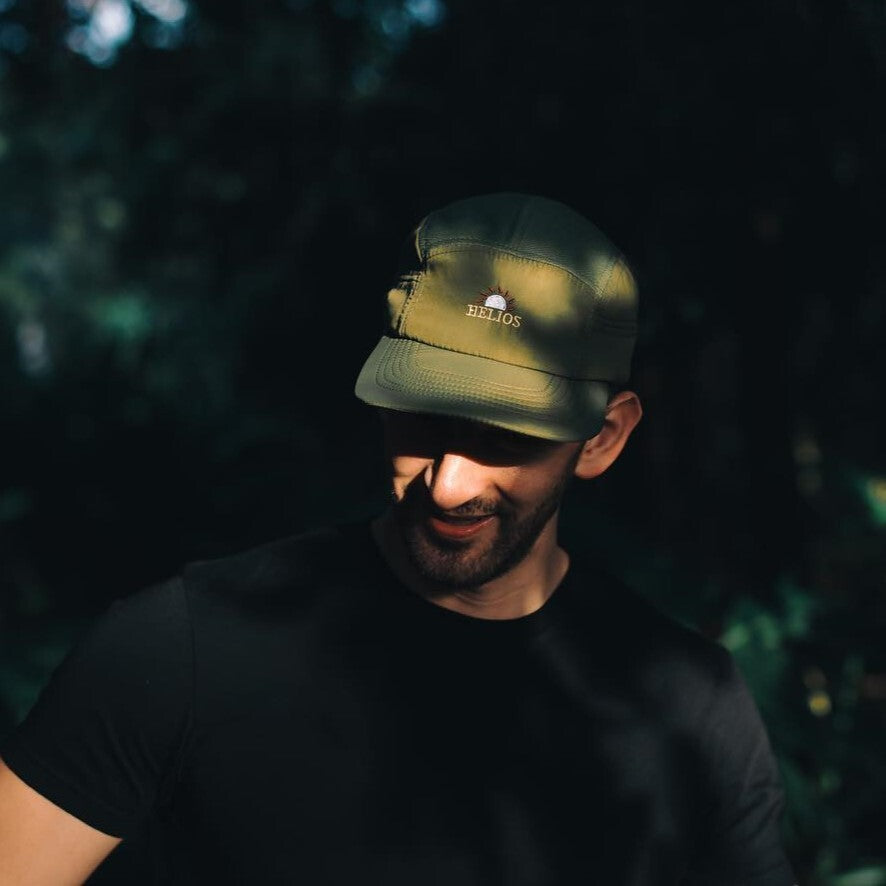 Helios Ultralight 7 Panel Running Cap | Soft Brim | Olive