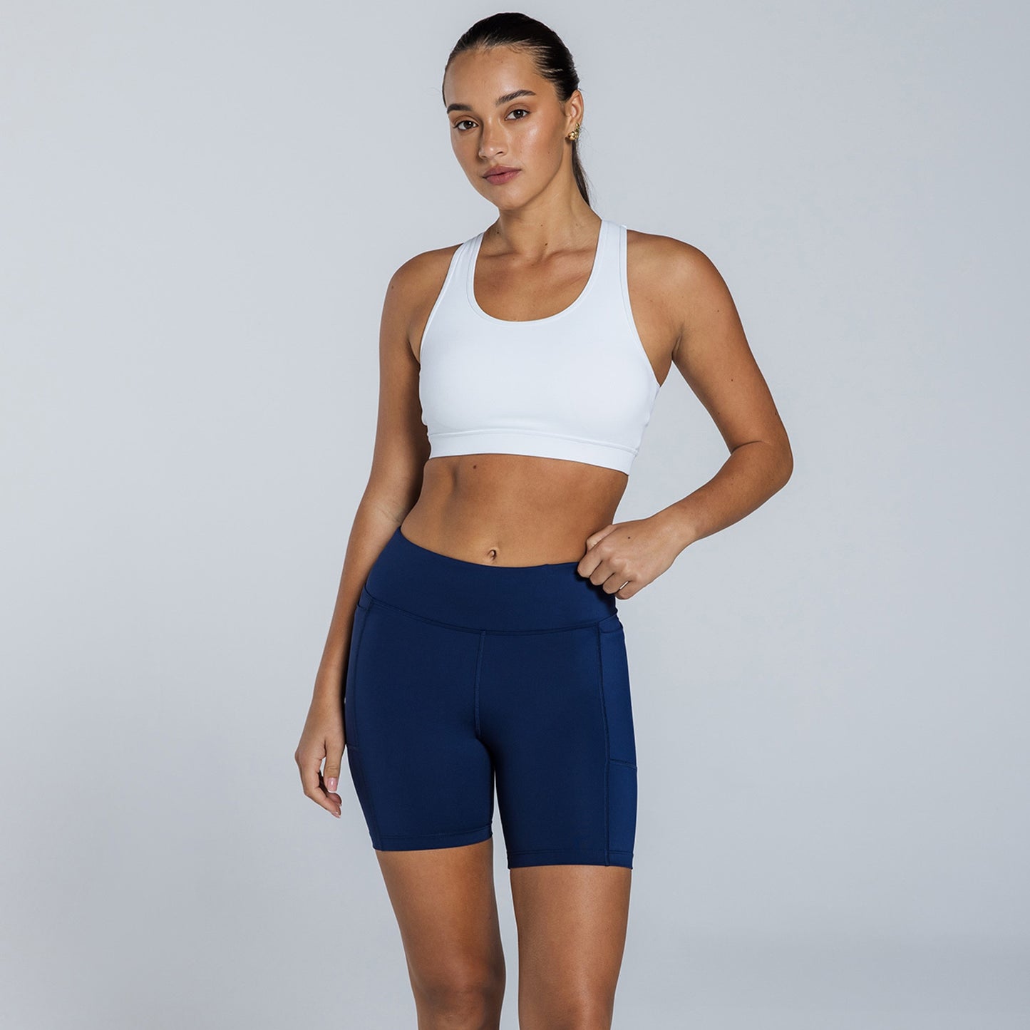 abi and joseph Endurance Dual Pocket Mid-Thigh Tight | Navy | Womens