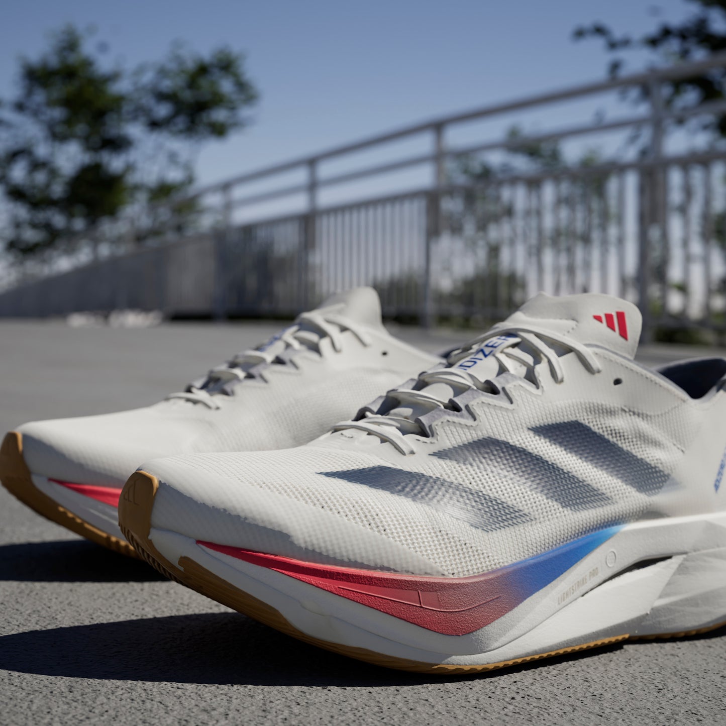 adidas Adizero Boston 12 | Core White / Dark Blue / Pure Ruby | Mens