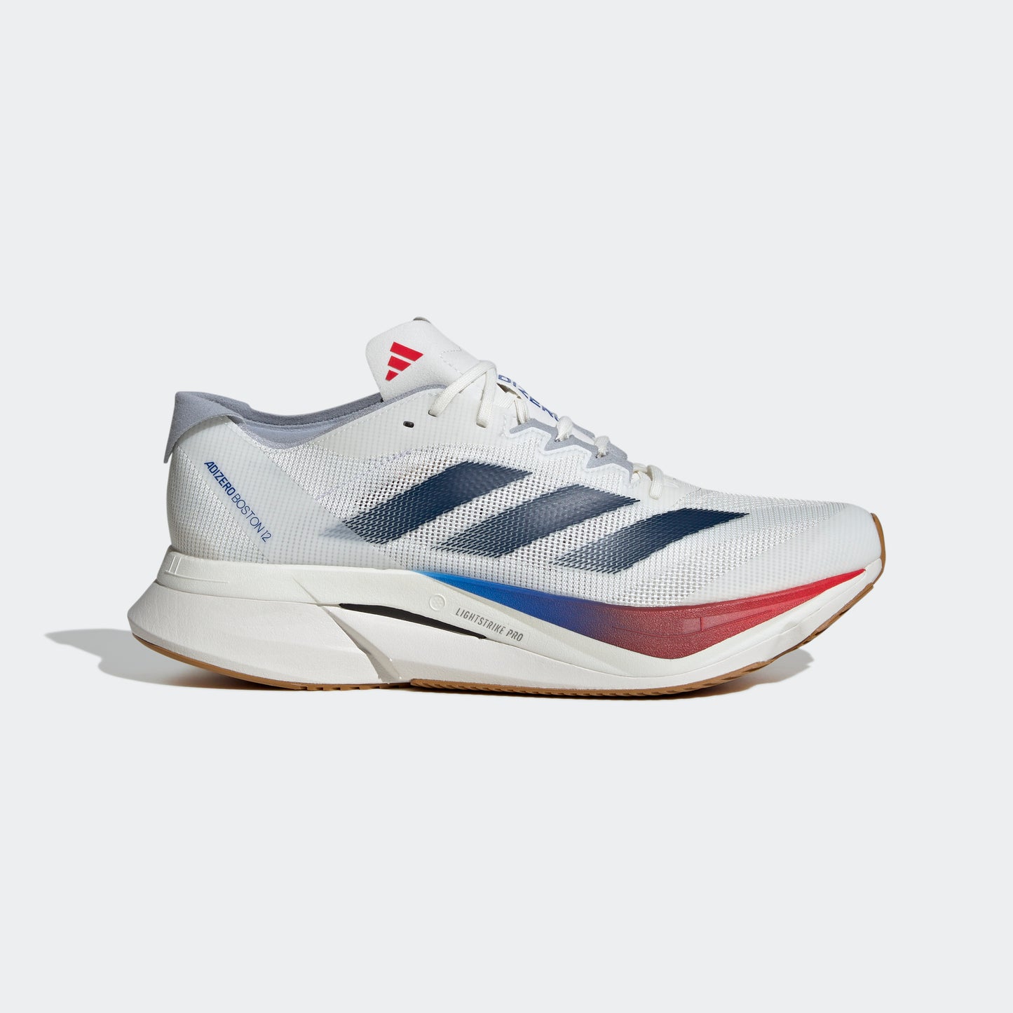 adidas Adizero Boston 12 | Core White / Dark Blue / Pure Ruby | Mens