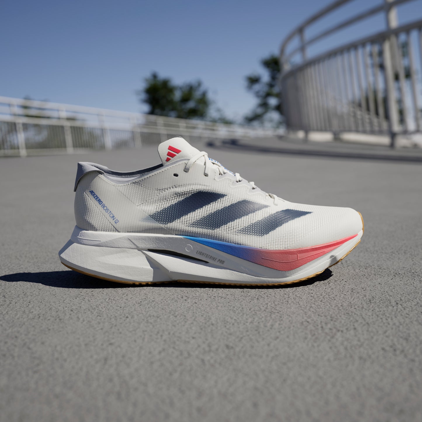 adidas Adizero Boston 12 | Core White / Dark Blue / Pure Ruby | Mens