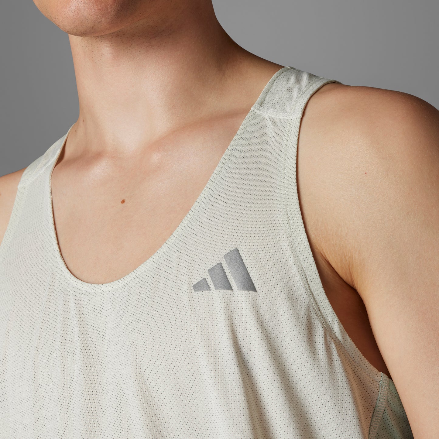 adidas NYC Running Singlet | Off White / Semi Flash Aqua | Mens