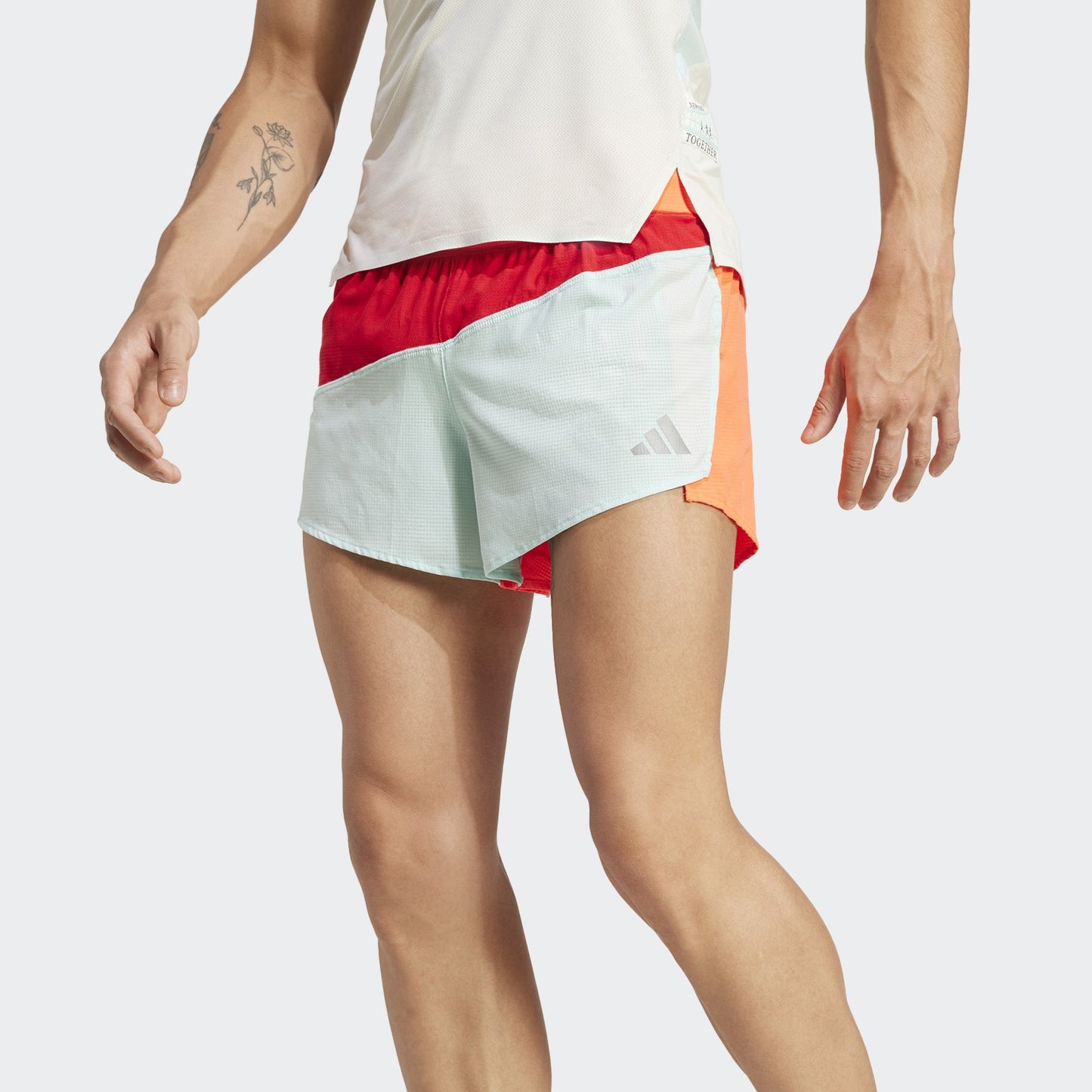 adidas NYC Split 3" Short | Better Scarlet / Semi Flash Aqua / App Solar Red | Mens